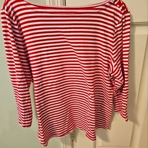 Red and white striped women's top.